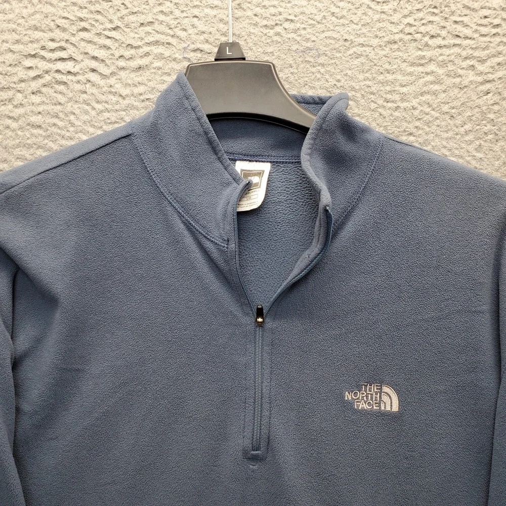 The North Face Fleece Jacket Mens Large Blue Hiking Outdoor Cap Rock 1/4-Zip